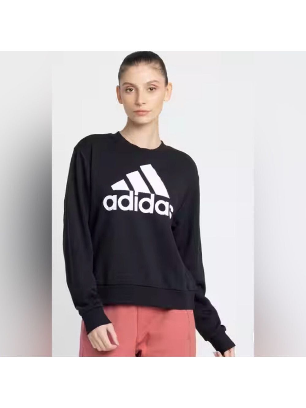 Adidas Logo Black Long Sleeve Sweatshirt - Picture 1 of 8